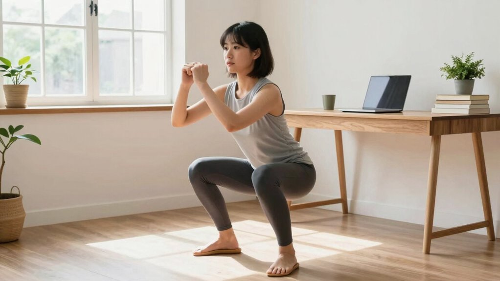 comfortable motivated mini squats