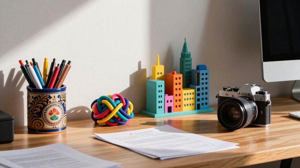 balanced ergonomic workspace organization