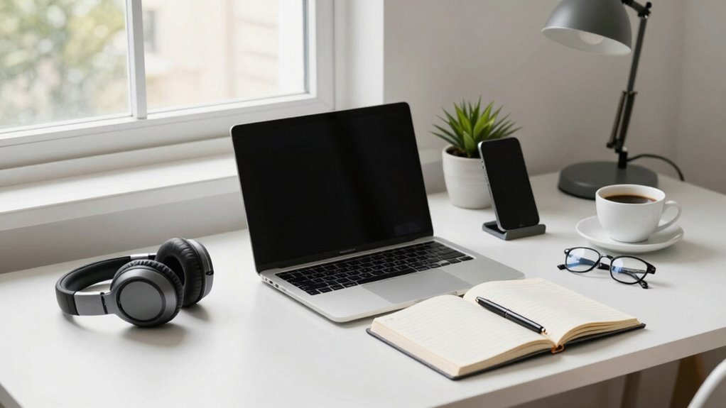 ergonomic organized well lit workspace