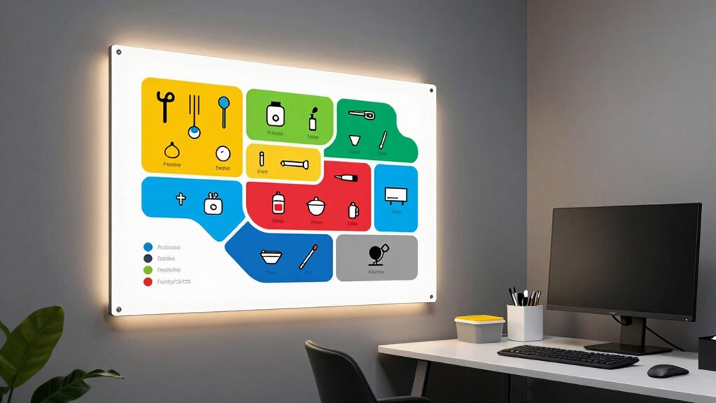 organized ergonomic workspace zones