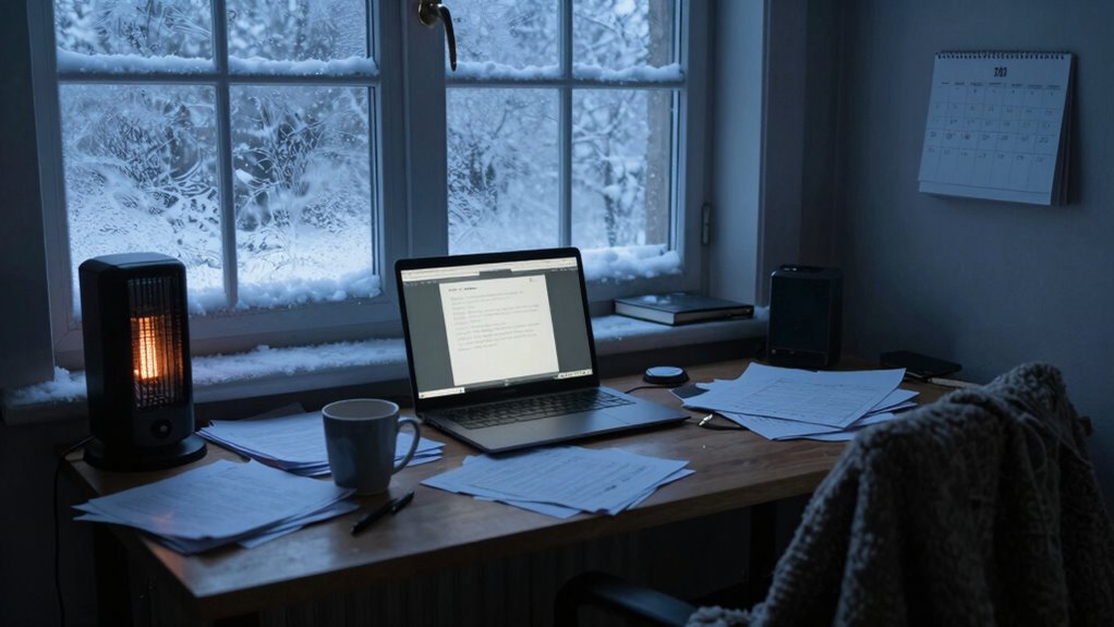 winter workspace productivity decline